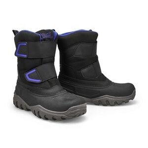 Size 4 Youth Cougar Kids Black and Purple Snow Boots